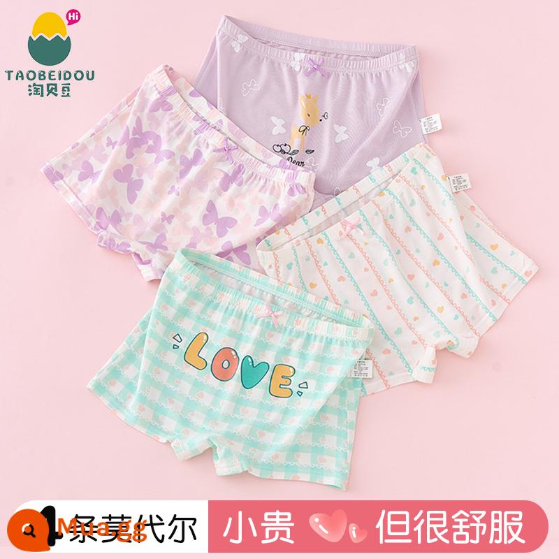 Quần lót bé gái Modal quần lót boxer trẻ em cotton nguyên chất 100% cotton bé gái băng lụa mùa hè mỏng - 503+506 (4 gói kiểu kháng khuẩn modal)