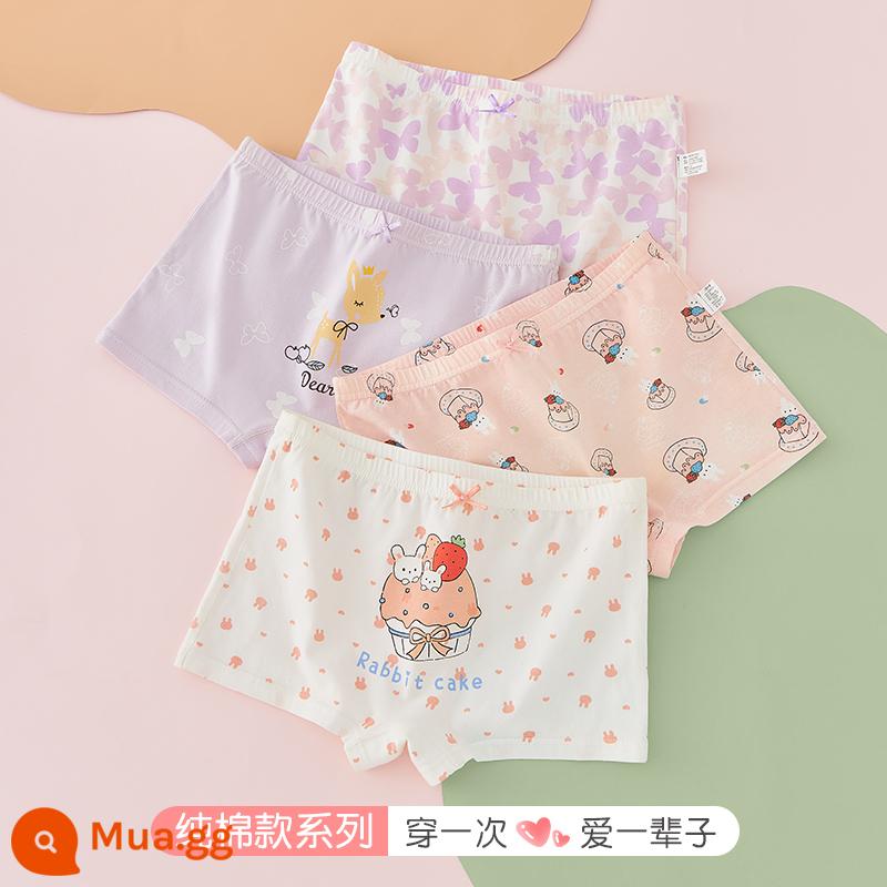 Quần lót bé gái Modal quần lót boxer trẻ em cotton nguyên chất 100% cotton bé gái băng lụa mùa hè mỏng - 734+755 (4 gói cotton kháng khuẩn nguyên chất)