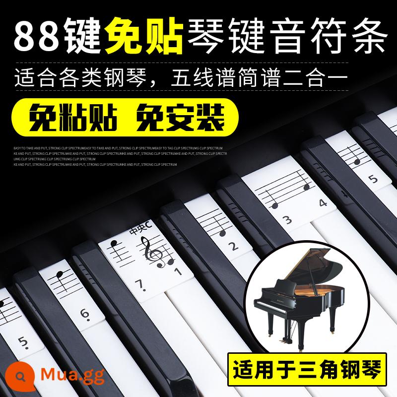 Nhãn dán đàn piano không cần dán 88 phím ký hiệu năm dòng nhãn dán phím đàn piano điện tử hai trong một nhãn dán phiên âm dành cho người mới bắt đầu - [Không nhuộm màu] Dải nốt đàn piano 88 phím (đại dương cầm)