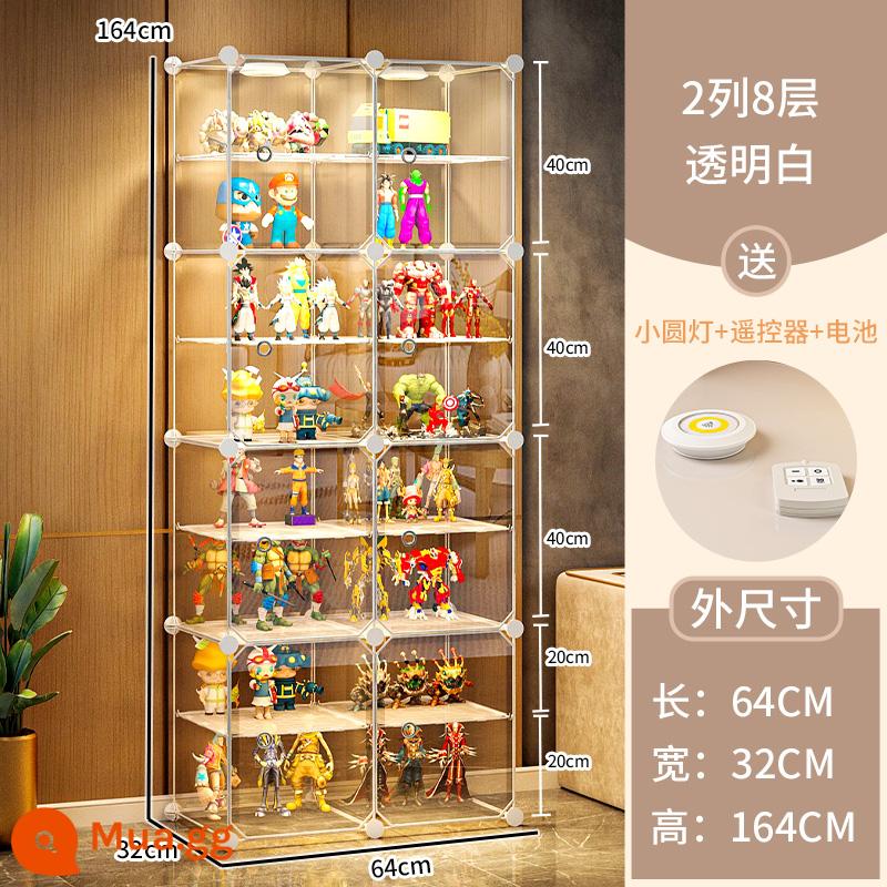 Tủ trưng bày mô hình Lego trang trí nhà cửa lưu trữ kính giả acrylic hộp đồ chơi khối xây dựng mô hình trong suốt tủ - 2 hàng 8 lớp [tấm cửa siêu trong]❤ Tặng kèm 2 bộ đèn điều khiển từ xa (bao gồm pin)