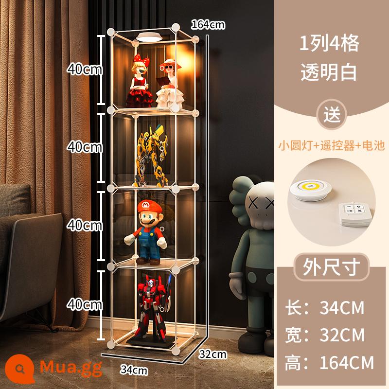 Tủ trưng bày mô hình Lego trang trí nhà cửa lưu trữ kính giả acrylic hộp đồ chơi khối xây dựng mô hình trong suốt tủ - Nâng cao 4 lưới [độ phân giải tổng thể siêu cao] ❤ Tặng kèm bộ đèn điều khiển từ xa (bao gồm pin)