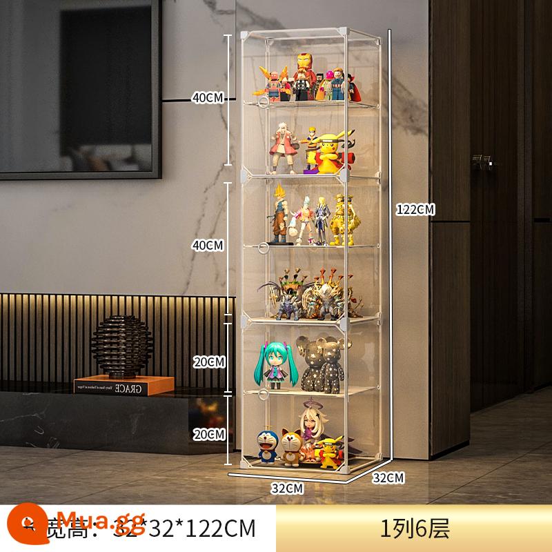 Tủ trưng bày mô hình Lego trang trí nhà cửa lưu trữ kính giả acrylic hộp đồ chơi khối xây dựng mô hình trong suốt tủ - 1 hàng, 6 lớp [độ trong suốt tổng thể cao] với các phân vùng có thể điều chỉnh★ mô hình mở rộng