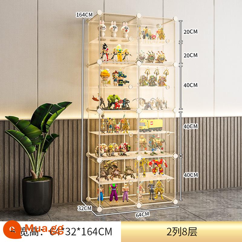 Tủ trưng bày mô hình Lego trang trí nhà cửa lưu trữ kính giả acrylic hộp đồ chơi khối xây dựng mô hình trong suốt tủ - 2 hàng và 8 lớp [tấm cửa cực rõ ràng] diện tích nhỏ ★ công suất lớn