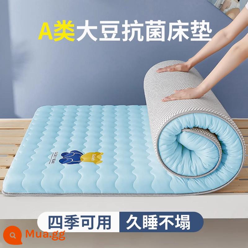 Nệm đậu nành loại A ký túc xá sinh viên chuyên dụng tatami đơn đệm mềm cho thuê nhà nệm thảm ngủ sàn - Gấu nhỏ - xanh - dày khoảng 6cm (Kháng khuẩn loại A, dùng được mọi mùa)