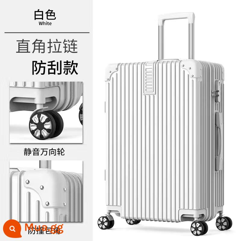 Shunfeng phổ bánh xe vali 20 inch nữ và nam học sinh khung nhôm trường hợp xe đẩy sức chứa lớn vali da vali vali - Màu trắng ngà-Góc phải-Dây kéo kiểu (Gửi vỏ hộp + Sticker)