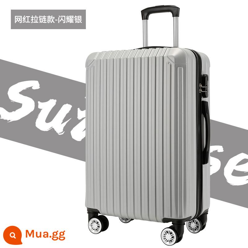 Shunfeng phổ bánh xe vali 20 inch nữ và nam học sinh khung nhôm trường hợp xe đẩy sức chứa lớn vali da vali vali - Người nổi tiếng Internet tỏa sáng kiểu dây kéo bạc 807 (đi kèm bìa hộp + nhãn dán)