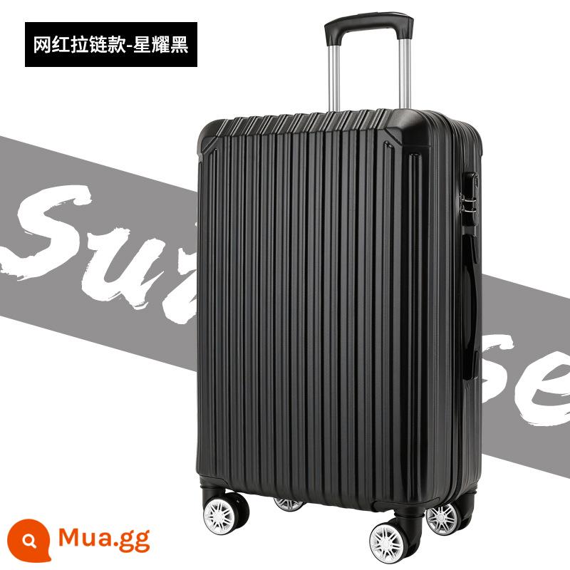 Shunfeng phổ bánh xe vali 20 inch nữ và nam học sinh khung nhôm trường hợp xe đẩy sức chứa lớn vali da vali vali - Người nổi tiếng trên Internet kiểu dây kéo Xingyao màu đen 807 (đi kèm bìa hộp + nhãn dán)