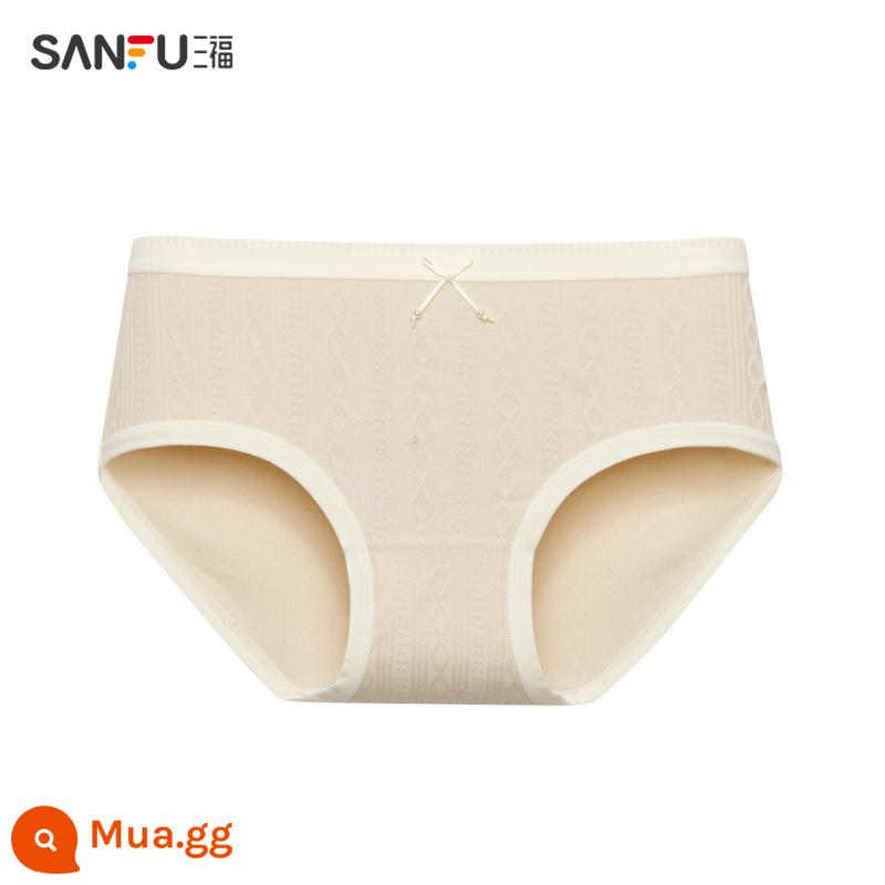 Quần lót hông lưng thấp Sanfu dệt hoa văn cotton cho bé cotton kháng khuẩn đáy quần nửa ống quần 463871 - Khaki