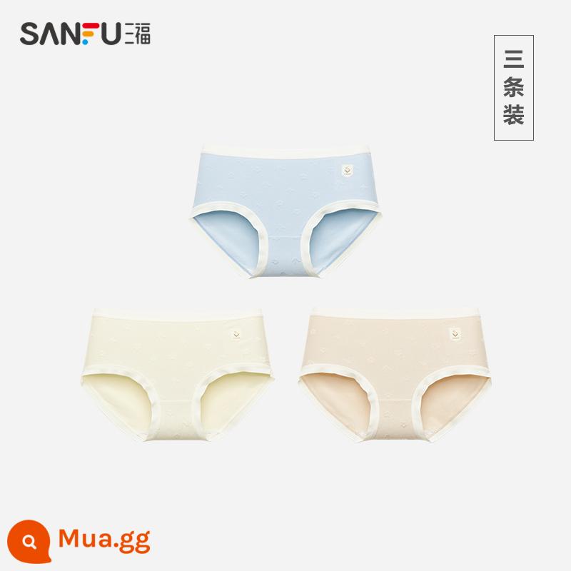 [Kháng khuẩn 5A] Quần lót lưng giữa Sanfu dành cho nữ đáy quần cotton nguyên chất liền mạch 2023 quần an toàn tam giác dành cho nữ mùa thu mới - Sự kết hợp 1: Trắng sâm panh + Màu da + Xanh