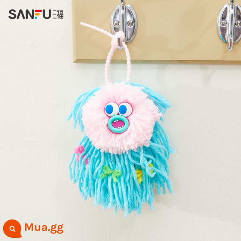 Sanfu Sang Trọng Bện Xúc Xích Miệng Xấu Xí Hoạt Hình Móc Khóa Túi Sang Trọng Xấu Xí Búp Bê Mặt Dây Chuyền 467128 - bột màu xanh