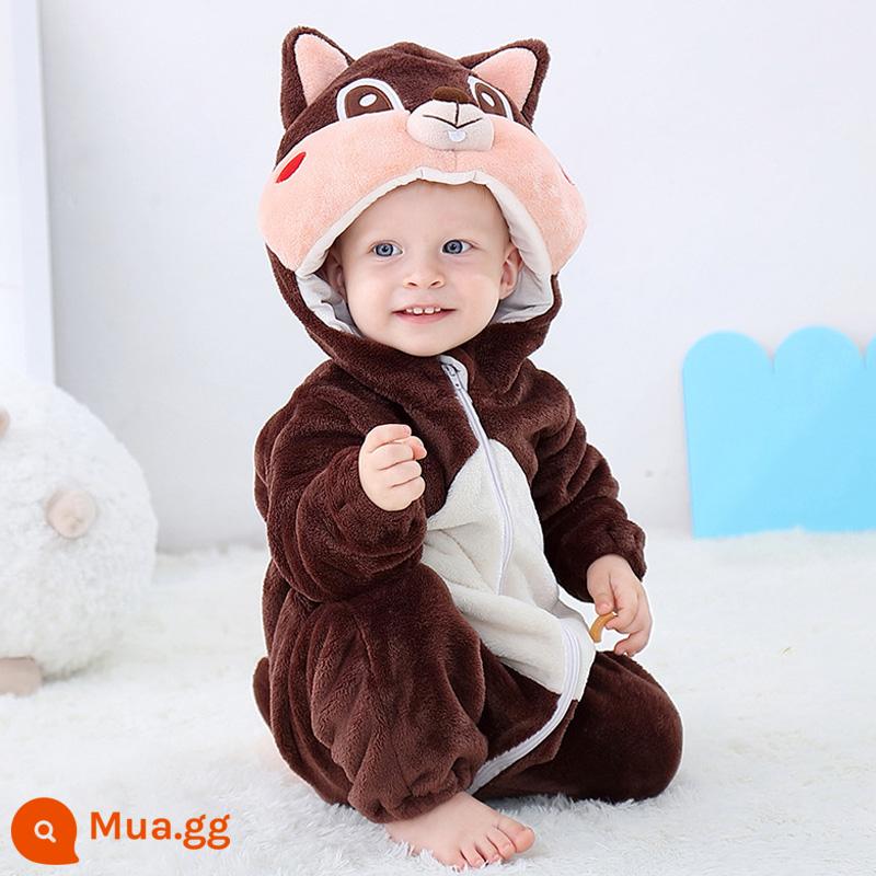 Jumpsuit cho bé siêu đáng yêu, quần áo cotton thu đông, bé nam nữ, bé 1 tuổi đi chơi, quần áo dày dặn - Phần mỏng sóc