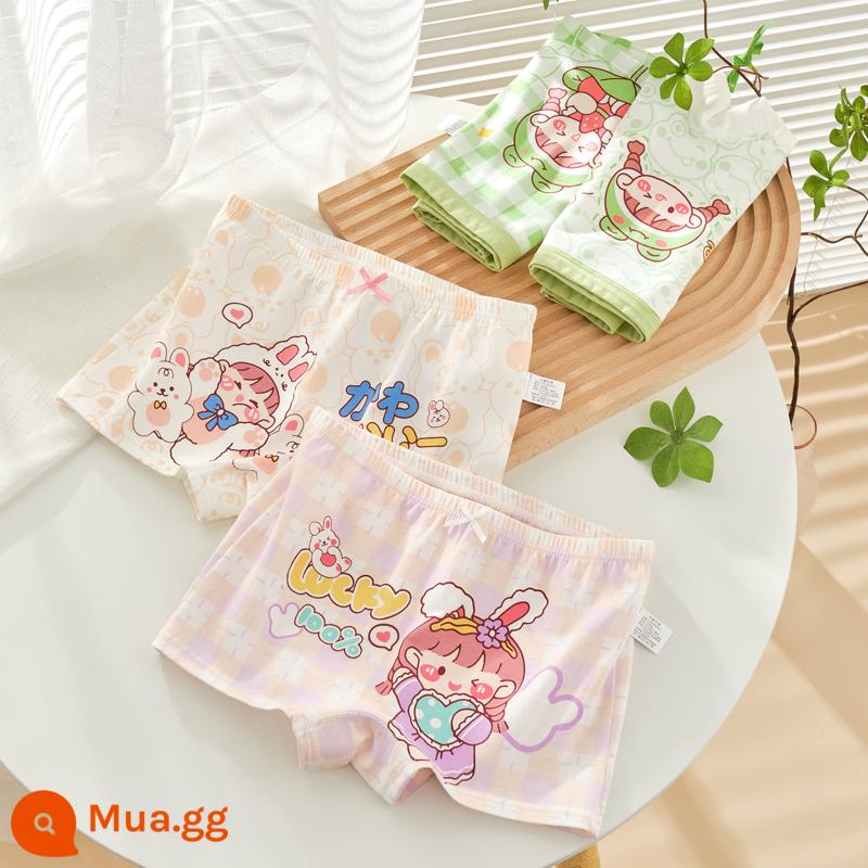 Quần lót trẻ em bé gái cotton boxer bé gái tam giác vuông quần đùi cotton bé gái bé gái quần lót 100% - 7061+7063 (Bộ 4 bông kháng khuẩn nguyên chất)