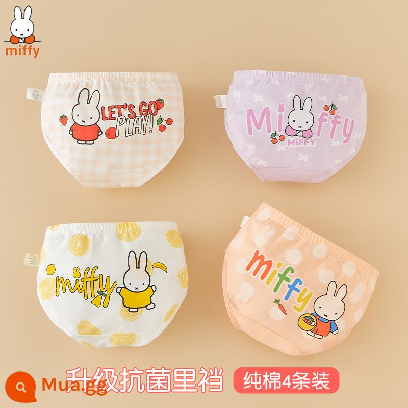 Quần lót trẻ em bé gái cotton boxer bé gái tam giác vuông quần đùi cotton bé gái bé gái quần lót 100% - Miffy 790 Tam Giác Kiểu (Bộ 4 Cotton Kháng Khuẩn)