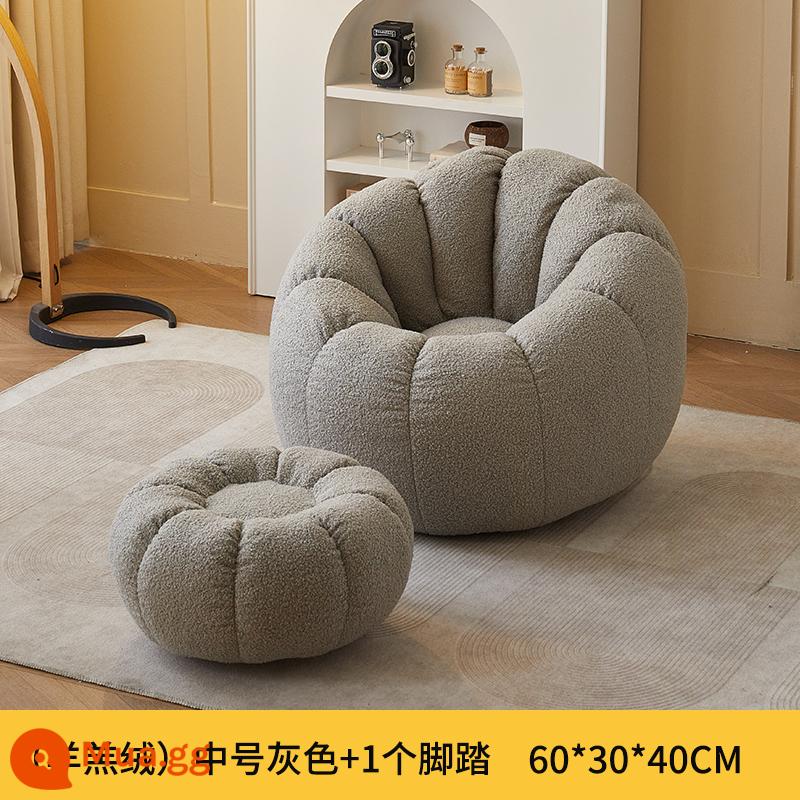 Ghế sofa lười có thể nằm và ngủ trên phòng ngủ tại nhà internet người nổi tiếng ban công ghế phòng chờ giải trí phòng ngủ túi đậu ghế sofa nhỏ - (Xám) Vị Trí Đơn - Vừa + Chỗ Để Chân - Sherpa