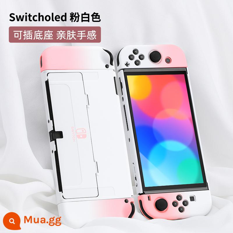 Vỏ bảo vệ Nintendo Switch Vỏ tay cầm switcholed vỏ silicon mềm cho máy trò chơi ns Vỏ silicon vỏ màn hình oled riêng biệt vỏ cứng hai mảnh trong suốt tích hợp máy bay chiến đấu phản lực 3 phụ kiện - Vỏ thân thiện với da "Hồng và Trắng" của SwitchOled √ Phim + nắp miễn phí