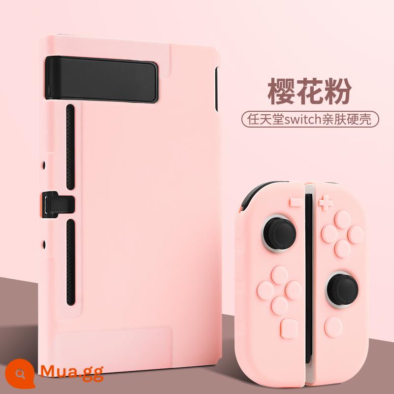 Vỏ bảo vệ Nintendo Switch Vỏ tay cầm switcholed vỏ silicon mềm cho máy trò chơi ns Vỏ silicon vỏ màn hình oled riêng biệt vỏ cứng hai mảnh trong suốt tích hợp máy bay chiến đấu phản lực 3 phụ kiện - switch [vỏ cứng thân thiện với da màu hồng sakura] đi kèm với miếng dán + nắp