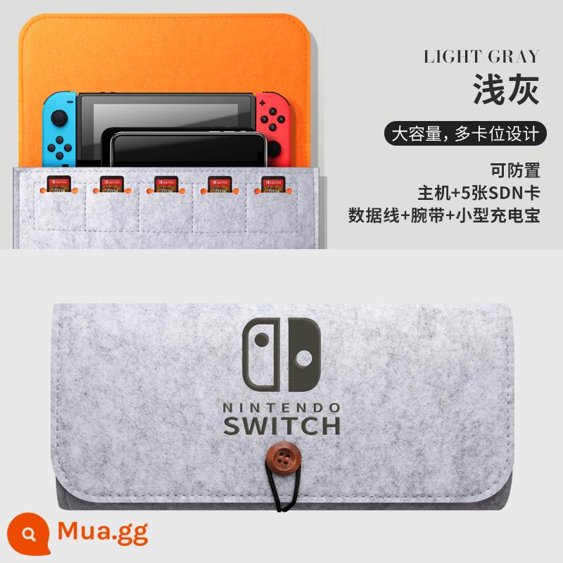 Túi lưu trữ Nintendo Switch ns phụ kiện ngoại vi trường hợp bảo vệ switchlite xử lý trường hợp bảo vệ di động vỏ cứng bảng điều khiển trò chơi trường hợp mềm máy chủ cảm thấy túi thẻ trò chơi băng hộp lưu trữ đi lại - túi đựng đồ nỉ switch [xám nhạt] đi kèm màng cường lực + nắp đậy