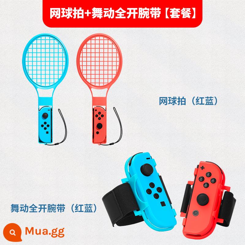 Nintendo Switch Somatosensory Kit Sports Phụ kiện chơi trò chơi NS Năng lực mở cửa cổ tay Chăm sóc Dancing Aerobic Quyền anh tay cầm giữ chân tennis Tay lái - Bộ 2 trong 1 [vợt tennis + miếng bảo vệ cổ tay khi nhảy] mỗi chiếc một đôi