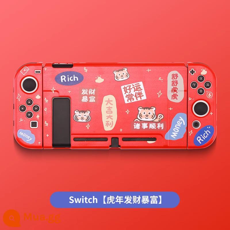 Vỏ bảo vệ Nintendo Switch Vỏ tay cầm switcholed vỏ silicon mềm cho máy trò chơi ns Vỏ silicon vỏ màn hình oled riêng biệt vỏ cứng hai mảnh trong suốt tích hợp máy bay chiến đấu phản lực 3 phụ kiện - switch[Làm giàu năm con hổ] Phim + Mũ miễn phí