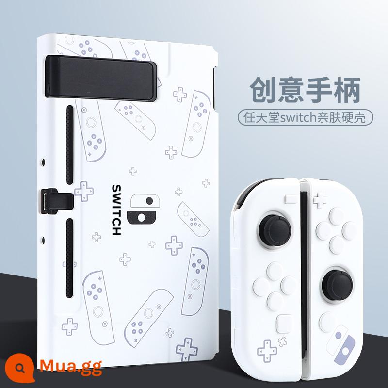 Vỏ bảo vệ Nintendo Switch Vỏ tay cầm switcholed vỏ silicon mềm cho máy trò chơi ns Vỏ silicon vỏ màn hình oled riêng biệt vỏ cứng hai mảnh trong suốt tích hợp máy bay chiến đấu phản lực 3 phụ kiện - Công tắc [Tay cầm sáng tạo, vỏ cứng màu trắng thân thiện với da★có nút bảo vệ] đi kèm với màng + nắp