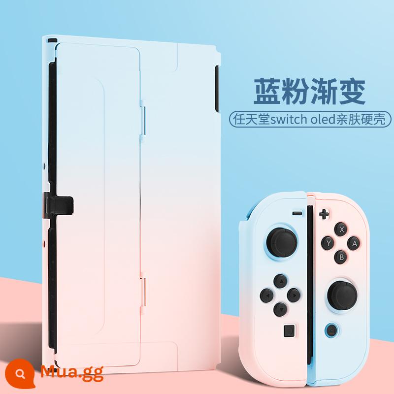 Vỏ bảo vệ Nintendo Switch Vỏ tay cầm switcholed vỏ silicon mềm cho máy trò chơi ns Vỏ silicon vỏ màn hình oled riêng biệt vỏ cứng hai mảnh trong suốt tích hợp máy bay chiến đấu phản lực 3 phụ kiện - switchol [vỏ cứng thân thiện với da màu xanh hồng] đi kèm với màng + nắp