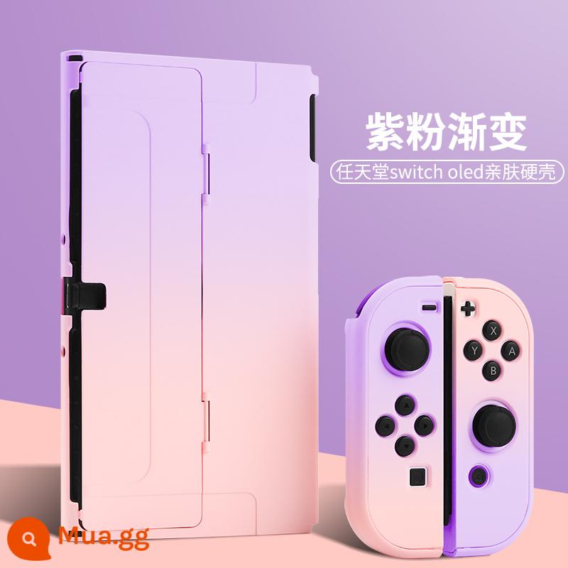 Vỏ bảo vệ Nintendo Switch Vỏ tay cầm switcholed vỏ silicon mềm cho máy trò chơi ns Vỏ silicon vỏ màn hình oled riêng biệt vỏ cứng hai mảnh trong suốt tích hợp máy bay chiến đấu phản lực 3 phụ kiện - switcholed [vỏ cứng thân thiện với da màu tím hồng] màng + nắp miễn phí