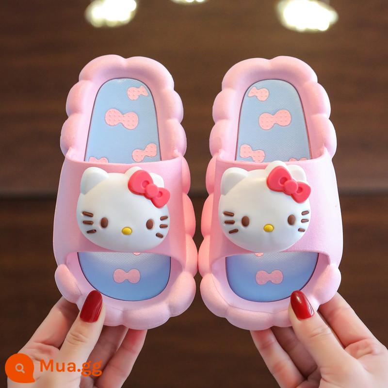 Sanrio Dép Trẻ Em Cho Bé Gái Mùa Hè Cho Bé Trong Nhà Nhà Đế Mềm Chống Trơn Trượt Cha Mẹ-Con Dép Dễ Thương dép Bé Gái - Màu hồng ba chiều Xin chào