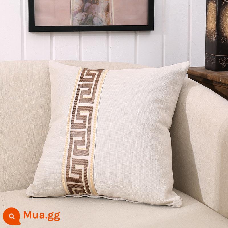 Mới phong cách Trung Quốc cotton linen sofa gối hiện đại tối giản gối ghế đệm thêu thắt lưng gối đầu giường tựa lưng lớn với lõi - màu kem