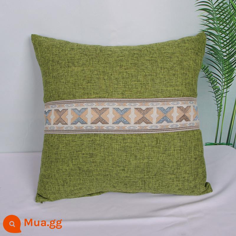 Mới phong cách Trung Quốc cotton linen sofa gối hiện đại tối giản gối ghế đệm thêu thắt lưng gối đầu giường tựa lưng lớn với lõi - Quả kim cương xanh