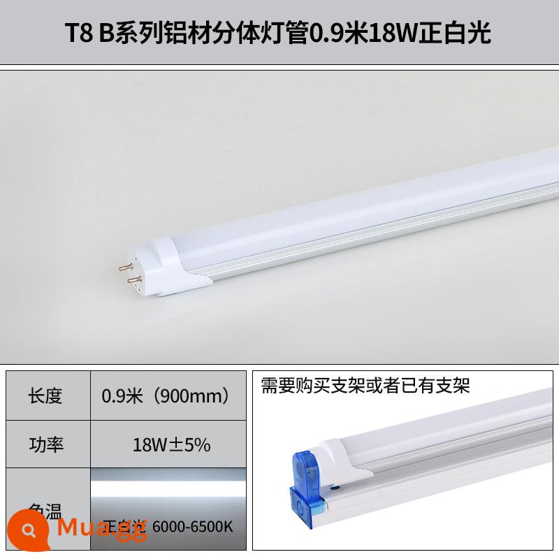 Tích hợp đèn tuýp LED T5 siêu sáng T8 dải đèn huỳnh quang thanh đèn hộ gia đình trọn bộ khung đèn tiết kiệm năng lượng 1 mét 2 - Nhôm T8 hai mảnh dài 0,9 mét, ánh sáng trắng 18 watt, gần tương đương với độ sáng của đèn huỳnh quang 50W