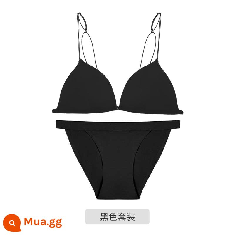 Tam giác Pháp Cuppless Beauty Back underwear Women Women Win -thin sex sexy Dậu lớn cho thấy ngực nhỏ không có cốc trống rỗng - Khóa trước màu đen [bộ đồ]