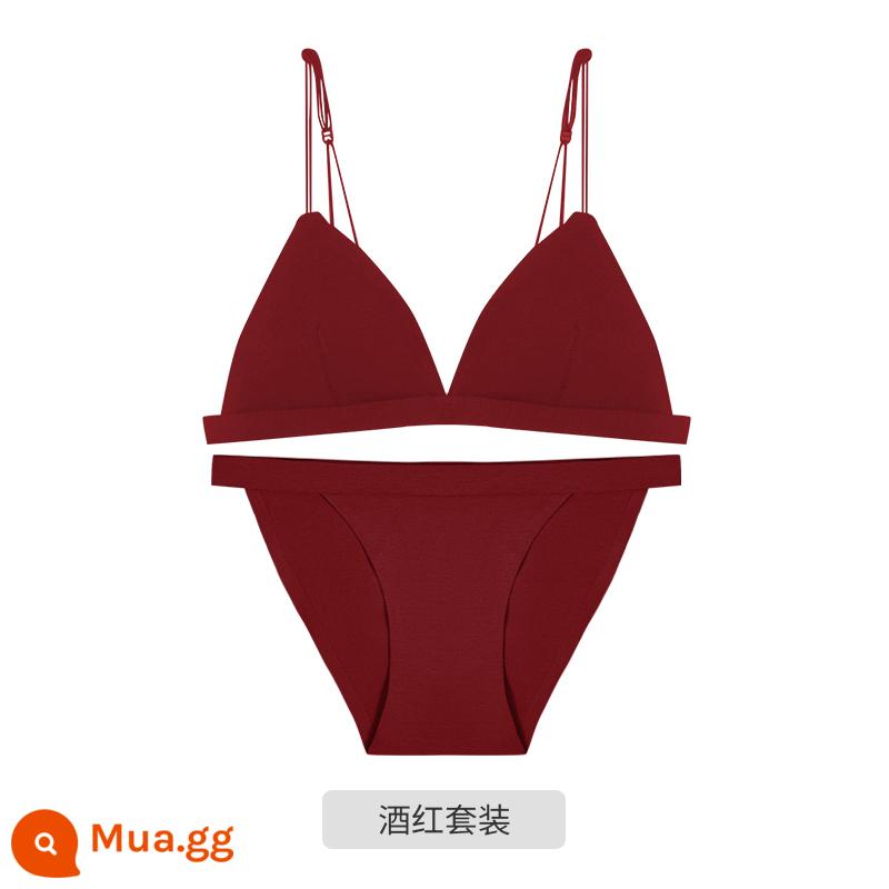 Tam giác Pháp Cuppless Beauty Back underwear Women Women Win -thin sex sexy Dậu lớn cho thấy ngực nhỏ không có cốc trống rỗng - Đỏ [bộ]