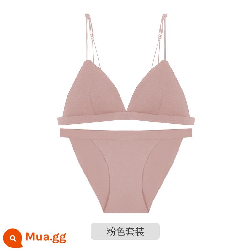 Tam giác Pháp Cuppless Beauty Back underwear Women Women Win -thin sex sexy Dậu lớn cho thấy ngực nhỏ không có cốc trống rỗng - hồng [bộ đồ]