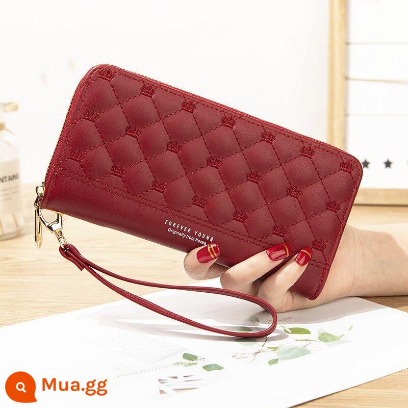 Ví nữ trái tim cô gái Nhật dễ thương 2022 không khí thời trang mới Túi Clutch nữ ví dài in đơn giản - rượu vang