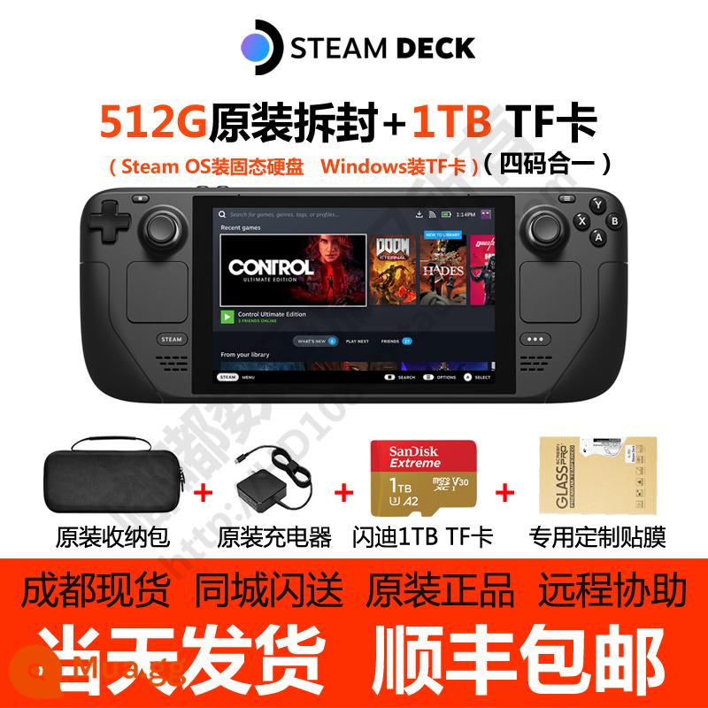 Spot Steam Deck bàn hơi SteamDeck cầm tay Máy tính chơi game cầm tay Windows 1TB - Hệ thống kép thẻ TF 512G + SanDisk1TB, gói quà tặng miễn phí