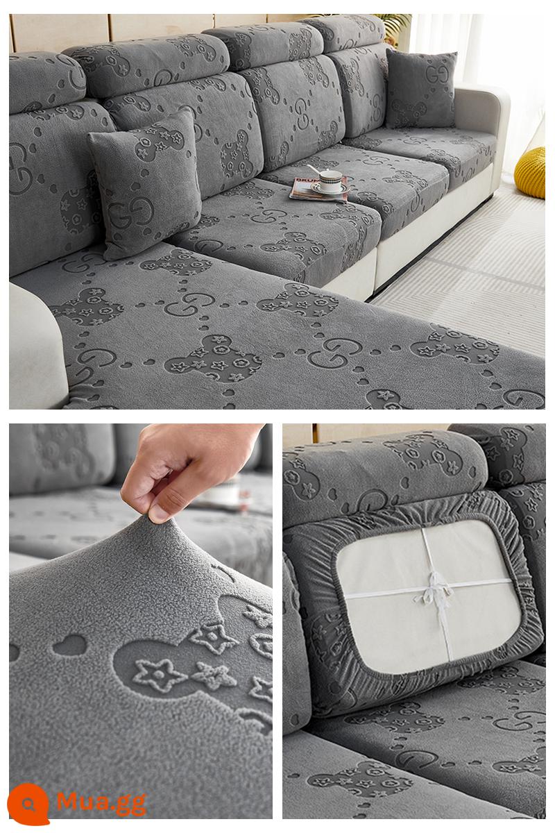 Nón Tắm Phong Cách Co Giãn Ghế Sofa Co Giãn Ghế Sofa Tất Cả Đa Năng 2022 Xanh Tựa Lưng Gối Tựa Đầu Đệm Xốp - Mũ dày gấu xám đậm