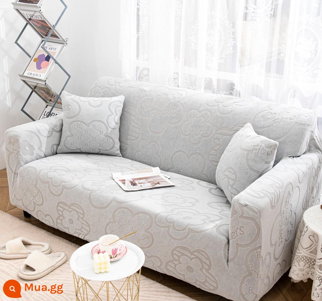 2022 dày đàn hồi bọc ghế sofa bao gồm tất cả đa năng miếng lót khăn gấu tích hợp tay vịn cổ da một hai ba người - Hướng dương dày màu xám nhạt