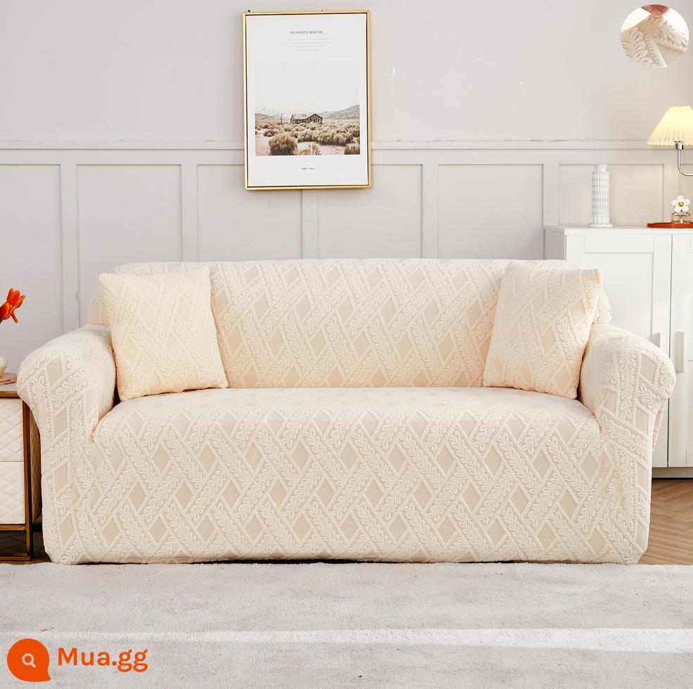 2022 dày đàn hồi bọc ghế sofa bao gồm tất cả đa năng miếng lót khăn gấu tích hợp tay vịn cổ da một hai ba người - Mây dày màu be