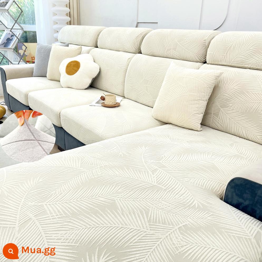 Đàn hồi đàn hồi mũ tắm bọc ghế sofa bao gồm tất cả phổ quát dựa vào vỏ bảo vệ bằng vải tựa đầu bàn đạp chân đệm xốp đơn giản - Mũ trắng gạo Qingyang dày màu trắng nhạt