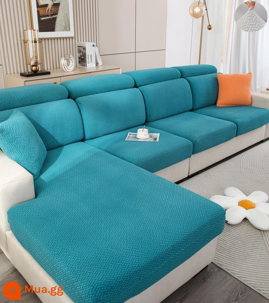 Đàn hồi đàn hồi mũ tắm bọc ghế sofa bao gồm tất cả phổ quát dựa vào vỏ bảo vệ bằng vải tựa đầu bàn đạp chân đệm xốp đơn giản - Mũ lông công dày màu xanh hoàng gia