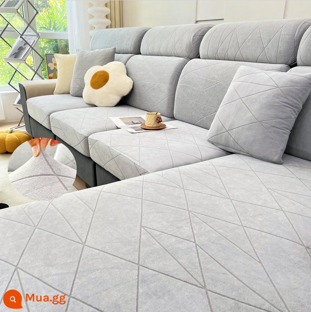 Đàn hồi đàn hồi mũ tắm bọc ghế sofa bao gồm tất cả phổ quát dựa vào vỏ bảo vệ bằng vải tựa đầu bàn đạp chân đệm xốp đơn giản - Jianxi dày màu xám nhạt Li Li