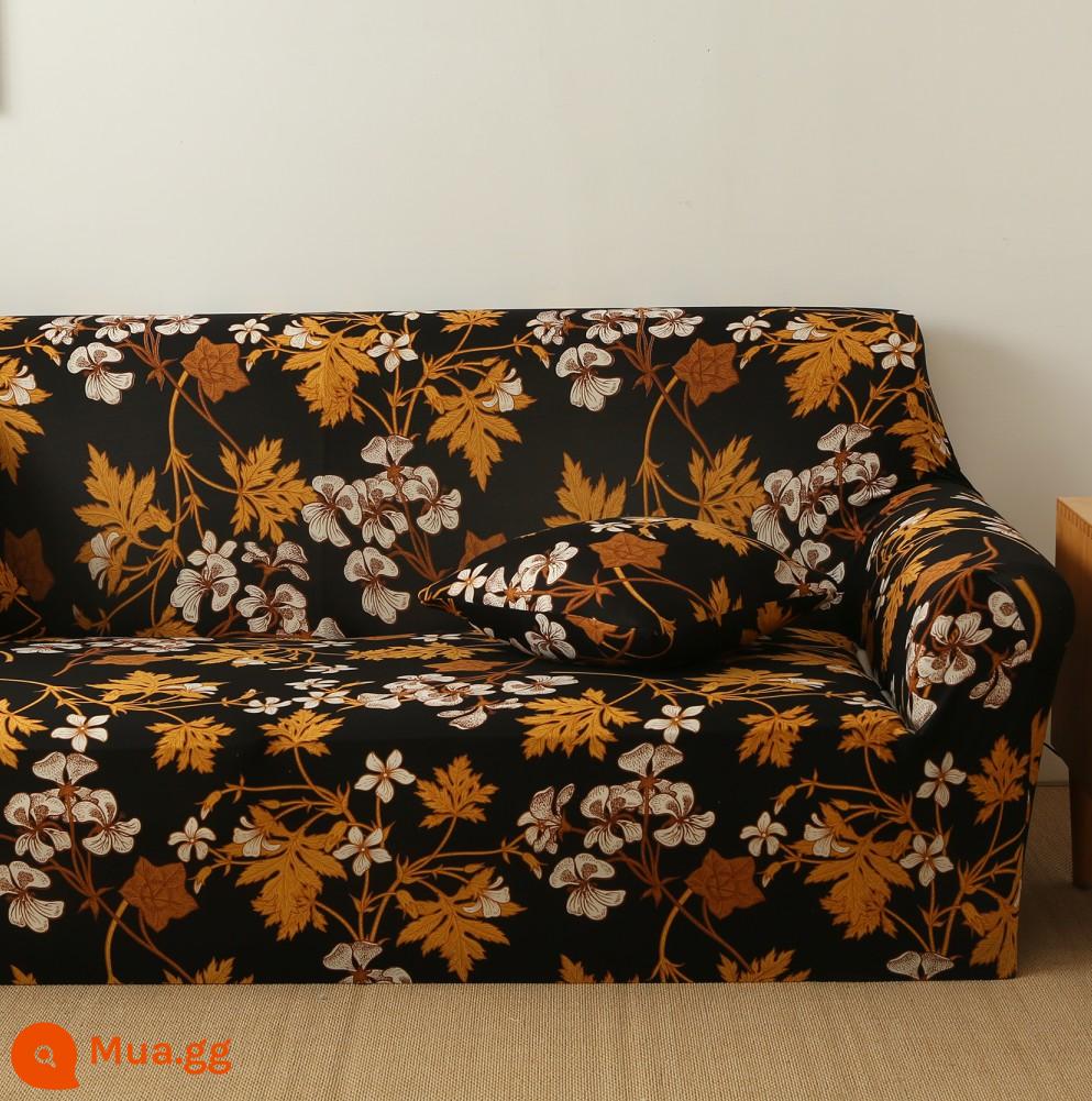 Ghế sofa đàn hồi bốn mùa bao gồm tất cả bao gồm phổ quát miếng lót khăn một kiểu cũ của Mỹ phong cách bohemian retro bọc vải - Hoa cổ điển màu nâu