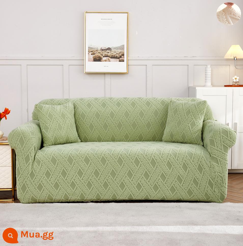 2022 dày đàn hồi bọc ghế sofa bao gồm tất cả đa năng miếng lót khăn gấu tích hợp tay vịn cổ da một hai ba người - Mây Matcha Xanh Đặc