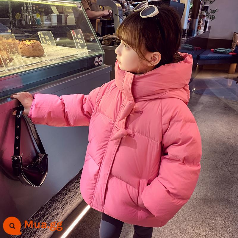 Girls' Down Jacket 2023 Mới Phong Cách Phương Tây Trẻ Em Mùa Đông 90 Trắng Vịt Xuống Dày Ấm Bé Gái Có Mũ Trùm Đầu áo khoác - đốm hồng