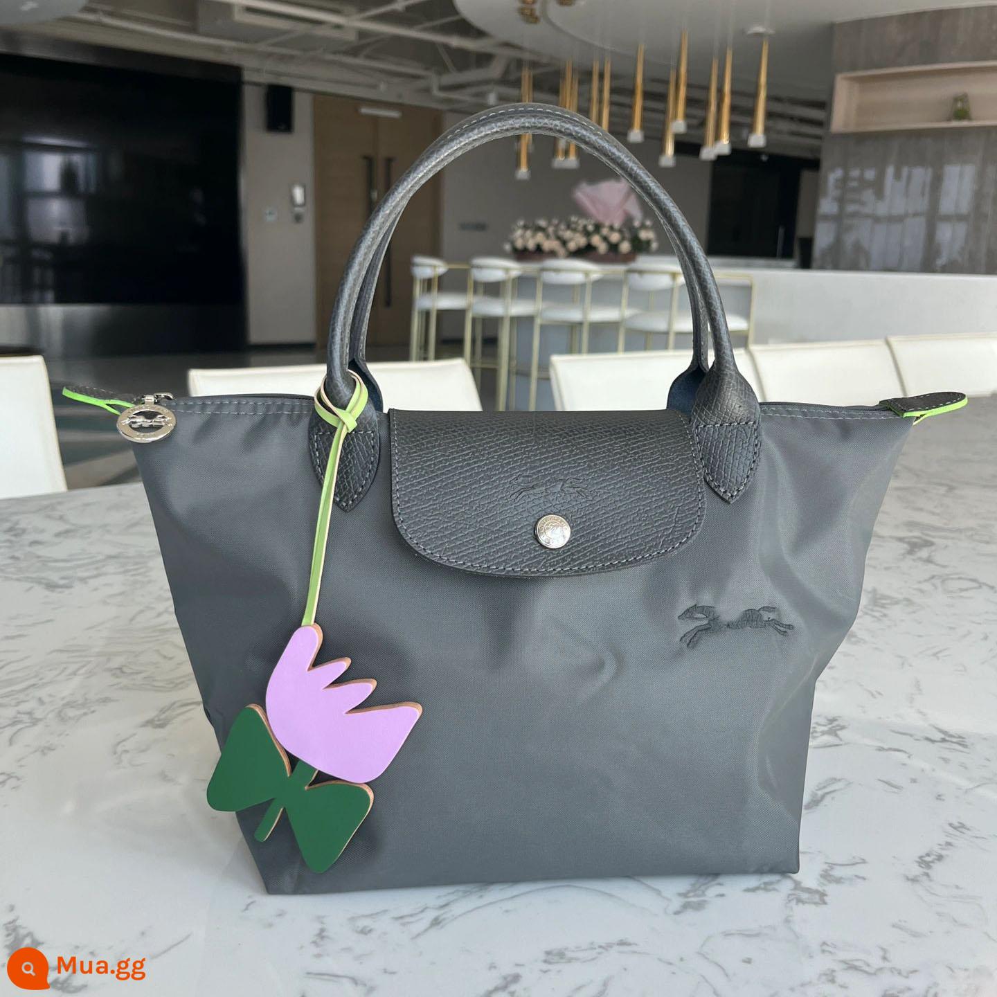 Túi đựng bánh bao nylon cho nữ 2023 túi tote đa năng mới có sức chứa lớn túi mẹ túi xách siêu nhẹ - Màu xám than chì cỡ nhỏ [logo quầy] [với lớp da bò đầu tiên]