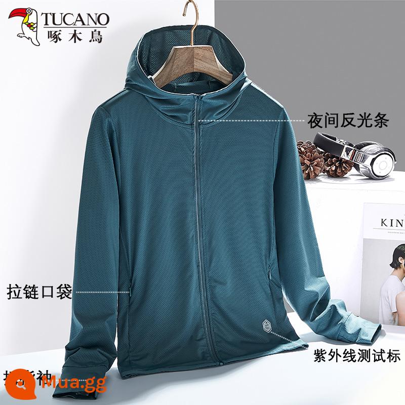 Woodpecker upf50+ ice silk chống nắng thoáng khí chống tia cực tím cho nữ mùa hè 2023 áo khoác nam chống nắng mới - nữ đêm xanh đậm