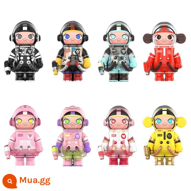 MEGA Treasure Series 100% SPACE MOLLY Anniversary Blind Box Xe mô hình POPMART Bubble Mart - 8 mặt hàng chưa được đóng hộp nhưng đã được giải nén để xác nhận