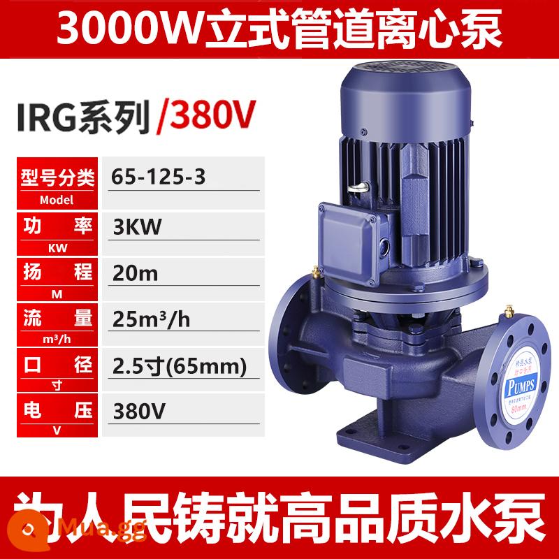 Người dân dọc đường ống bơm máy bơm ly tâm 380V hộ gia đình công nghiệp 220V Thượng Hải bơm tăng áp làm nóng bơm tuần hoàn nước nóng - ❤Động cơ hoàn toàn bằng đồng 65-125/3KW [2,5 inch 20 mét] Mặt bích tiêu chuẩn quốc gia❤