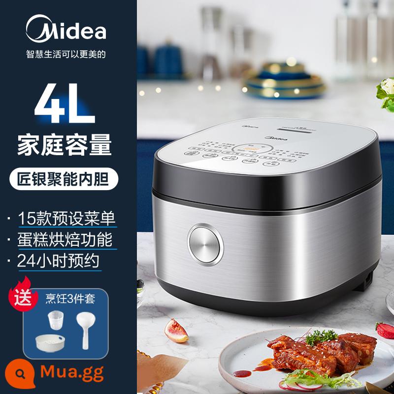 Nồi cơm điện Midea gia đình nồi cơm điện đa năng 3L thông minh nấu sẵn chống dính nồi nhỏ 4 người chính hãng - ánh trăng bạc