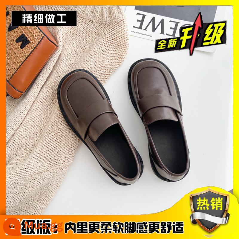 Giày da nhỏ màu đen Giày làm việc KFC Nữ KFC Giày Lefu Anti -Slip Soft Bottom Style Work chuyên nghiệp Công việc thêm giày nhung - Màu nâu[phiên bản nâng cấp]